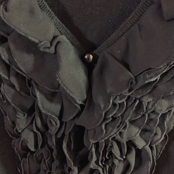 Boston Proper Black Ruffled Front/cuffs Sweater xs - Picture 4 of 8